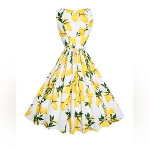 Hearts and Found Lemon A-Line Flare Dress